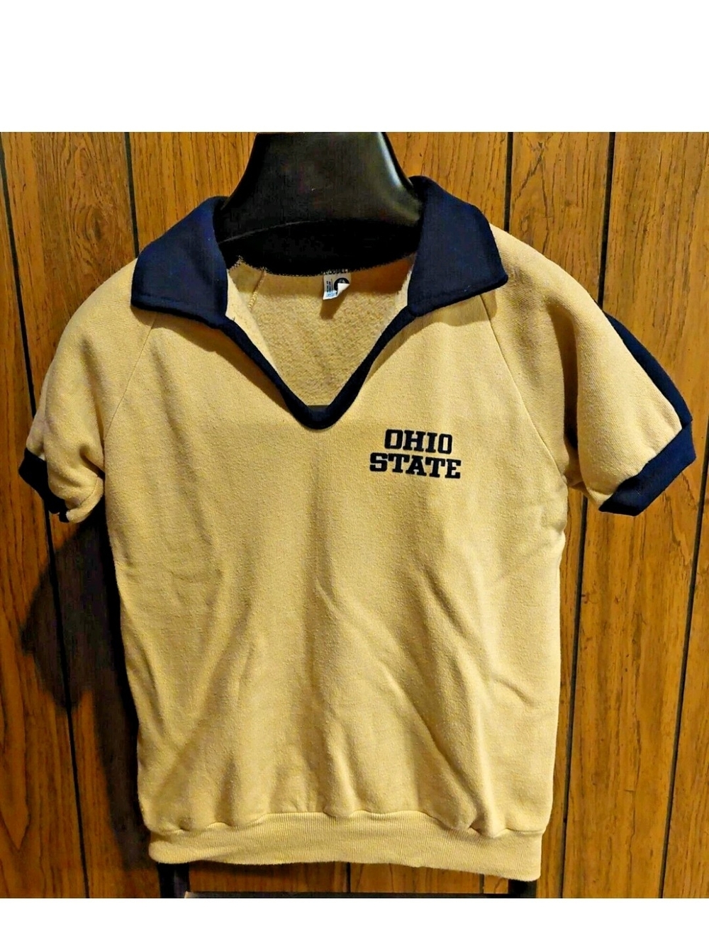 Vintage Ohio State Polo Rugby Shirt 60s Or 70s Medium Brown/tan Short Sleeve